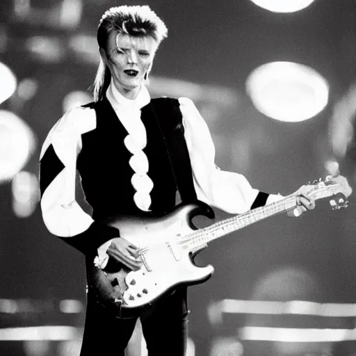Image similar to David Bowie performs to 1 person in a stadium 1985