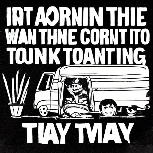 Prompt: sitting on a corn flake waiting for the van to come corporation t - shirt, stupid bloody tuesday man you've been a naughty boy you let your face grow long