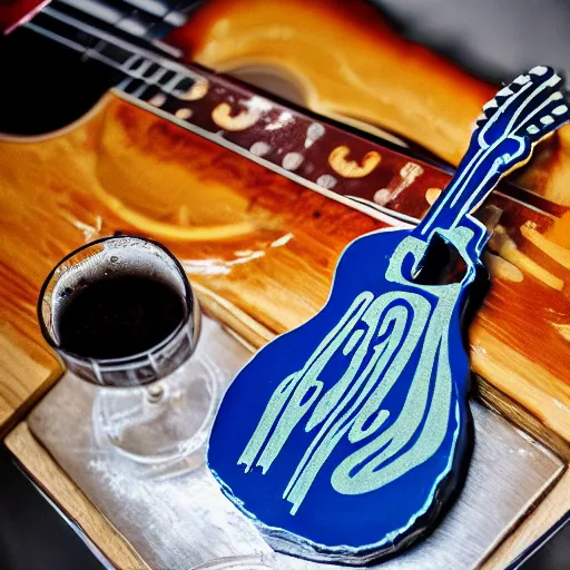 Prompt: blues. barbecue. beer. blue guitar