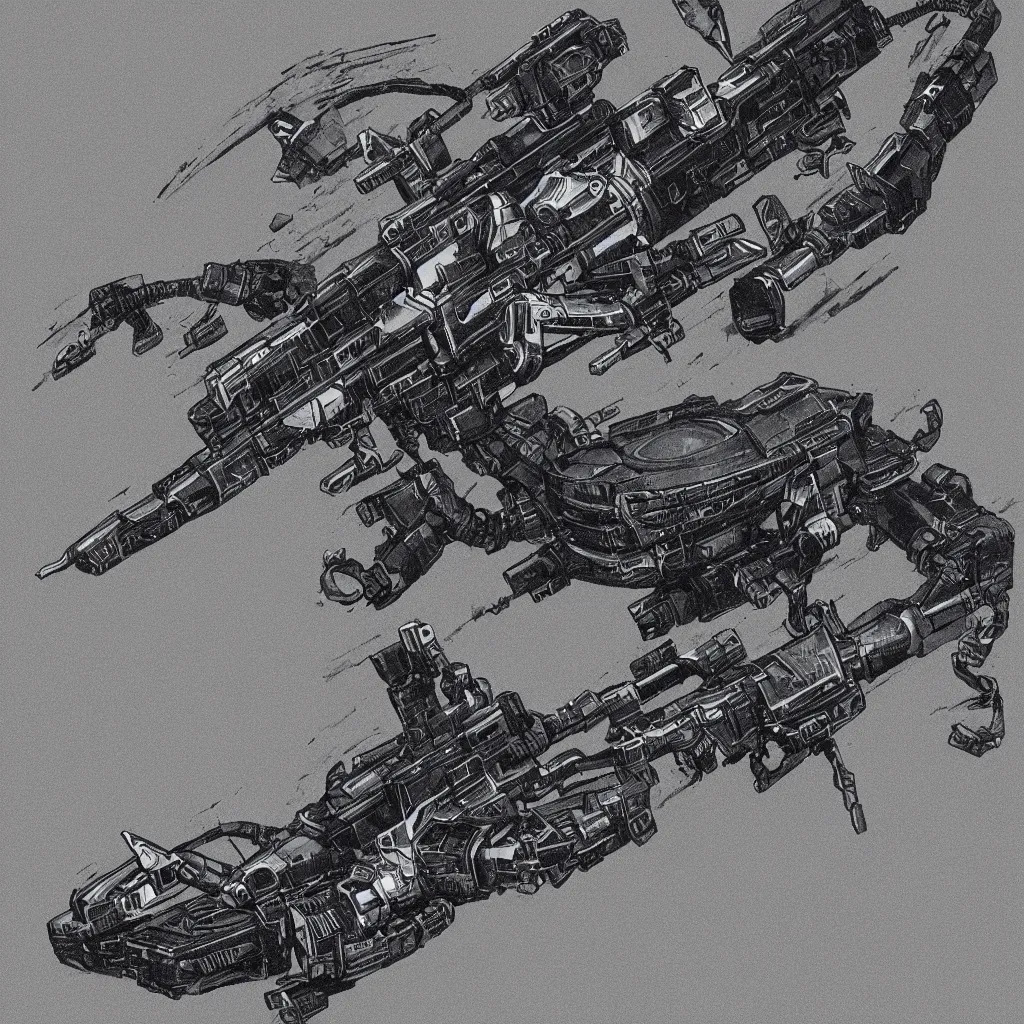 Image similar to a highly detailed portrait of a cybernetic plasma rifle with a white background