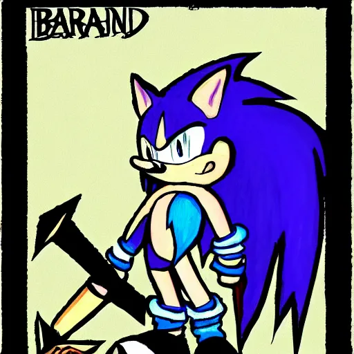 Image similar to fantasy barbarian. low - quality. poorly rated on deviantart. edgelord. sonic the hedgehog fanart mspaint