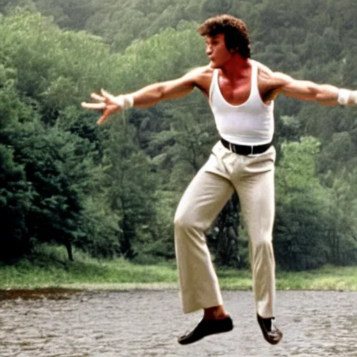 Prompt: a movie still of sylvester stallone in dirty dancing,