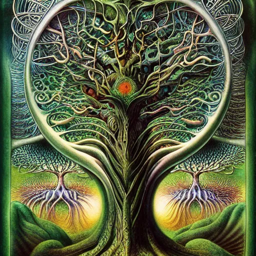 Image similar to tree of life by roger dean and andrew ferez, art forms of nature by ernst haeckel, divine chaos engine, symbolist, visionary, art nouveau, botanical fractal structures, organic, detailed, realistic, surreality