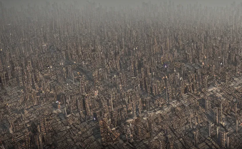 Image similar to highly detailed rendering of wuhan covered in giant maggots, octane render, unreal engine, cinematic, 8 k, disturbing, disgusting, rubbish, decrepit, highly detailed