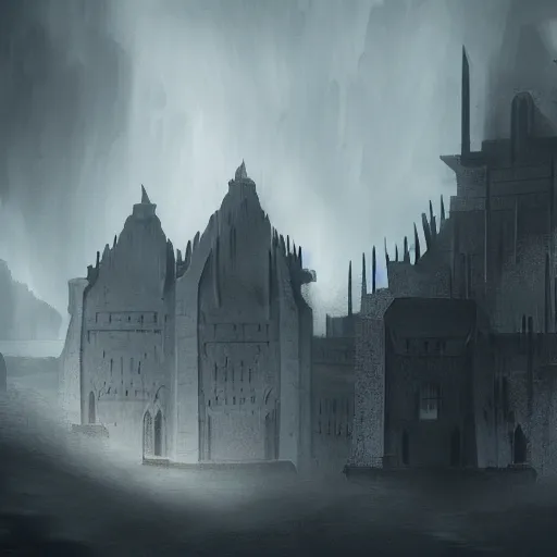 Image similar to The Citadel of Ash, dark, architectural, dynamic lighting, citadel, fantasy