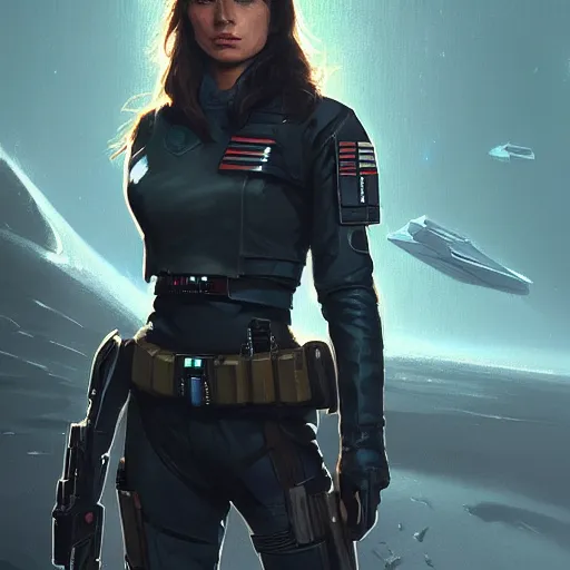 Image similar to portrait of a young woman by greg rutkowski, jaina solo, wearing the tactical gear of the galactic alliance, star wars expanded universe, she is about 1 6 years old, highly detailed portrait, digital painting, artstation, concept art, smooth, sharp foccus ilustration, artstation hq