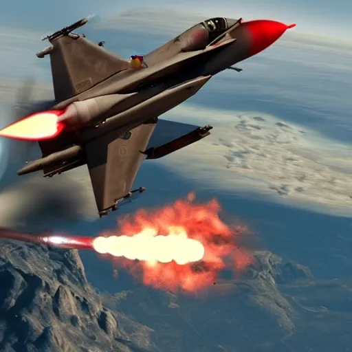 Image similar to a dwarf in a fighter jet firing a sidewinder missile at a dragon, realistic, action, high quality