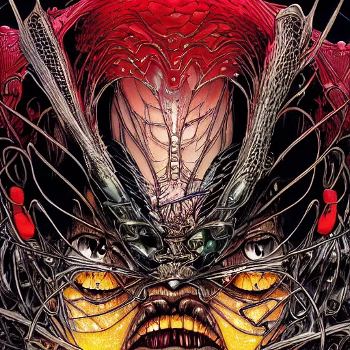 Prompt: portrait of crazy spawn, symmetrical, by yoichi hatakenaka, masamune shirow, josan gonzales and dan mumford, ayami kojima, takato yamamoto, barclay shaw, karol bak, yukito kishiro