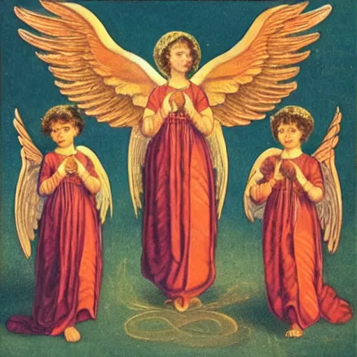 Image similar to A True Cherubim, Four of them, Four Faces, 6 Wings, firey serpent