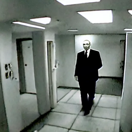 Prompt: cctv footage of putin in the backrooms level 0,