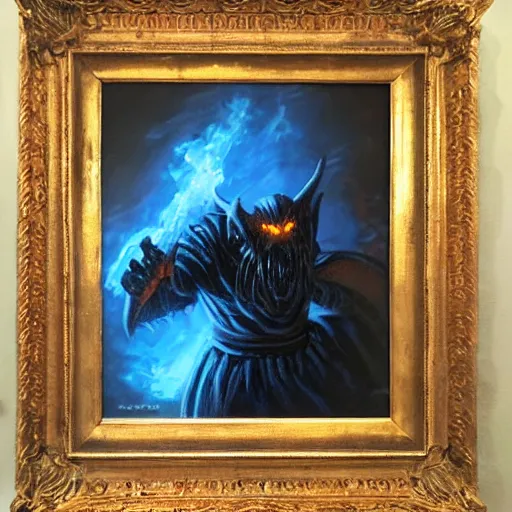 Image similar to balrog of morgoth oil painting, ethereal