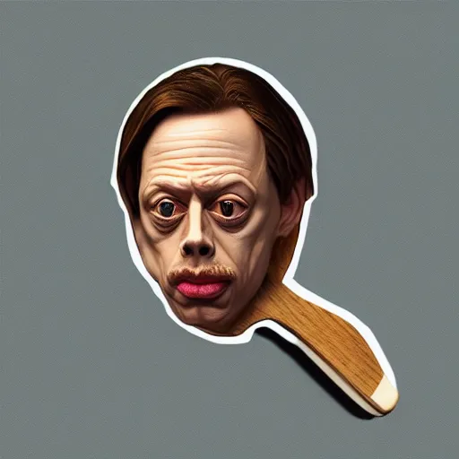 Image similar to A spoon that lies on a kitchen counter looks like Steve buscemi, highly_detailed!!, Highly_detailed_face!!!, artstation, concept art, sharp focus, illustration, art by Leonardo da Vinci and Michelangelo and Botticelli