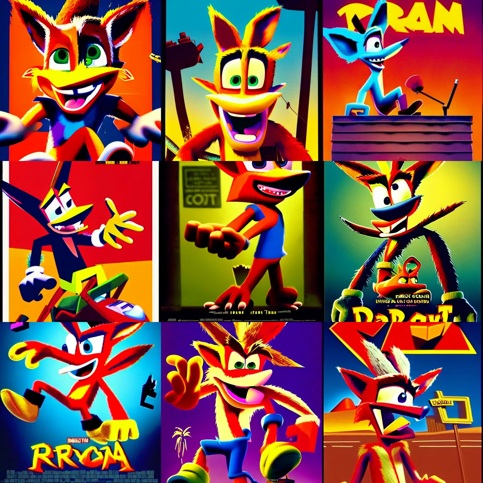 Prompt: david lynch's crash bandicoot 1 9 8 0 s film poster