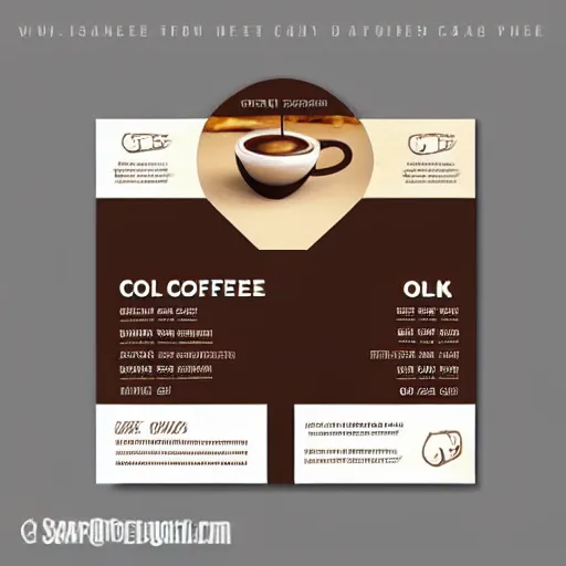 Prompt: square shaped flyer design for a coffee bean roasting company, layout design, dark brown and beige colour palette, template layout