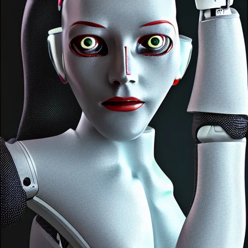 Image similar to female robot girl, 8 k, highly detailed