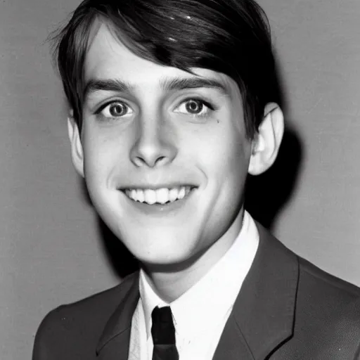 Prompt: a yearbook photo of Jughead Jones in 1966, he is wearing a https://cdn.shopify.com/s/files/1/0247/7791/6509/products/DSC03241_2x_c826cfe6-685a-4b1a-8be2-ed30f6645f5b.png?v=1608515551