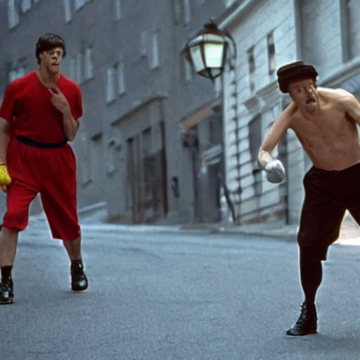 Prompt: Steve Buscemi as Rocky Balboa, movie still