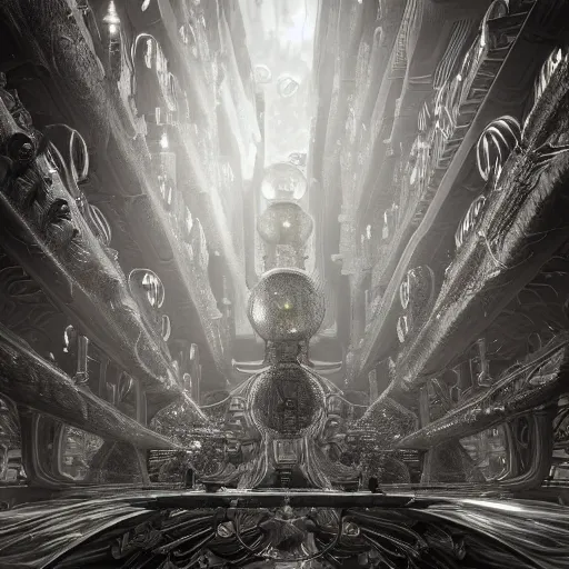 Prompt: mythical dreamy black and white organic translucent bio-mechanical overpopulated sci-fi steampunk city detail, highly detailed, intricate crystal jelly steampunk ornate, poetic, 3D render, digital art, octane render, 8K artistic photography, photo-realistic, by Dora Maar