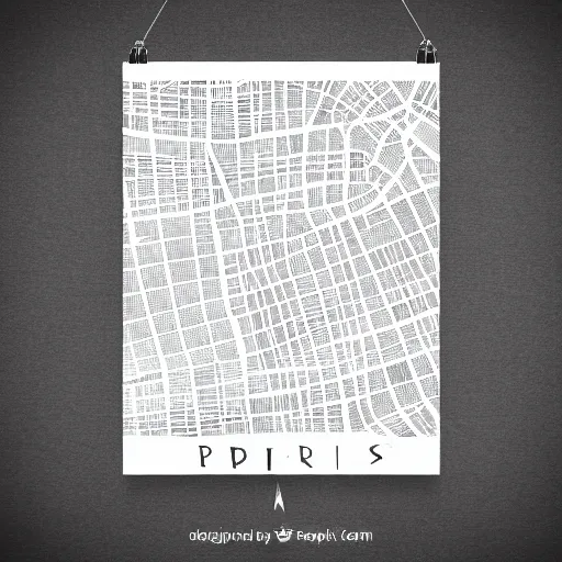 Prompt: map of paris, abstract, lines color, white background