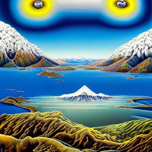 Prompt: new zealand, highly detailed, highly detailed surrealist art