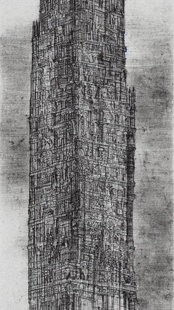 Prompt: architectural design studies of pise tower, schematics, notes, different closeup view, drawn by Leonardo da Vinci, chinese inkpen draw, artistic, intricated details