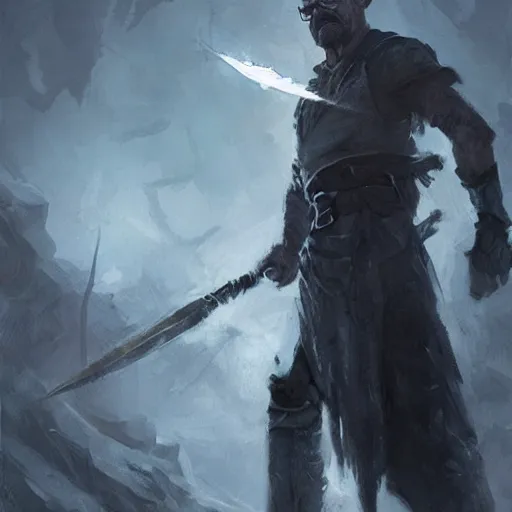 Image similar to Walter white as a dark fantasy warrior, made by Greg Rutkowski