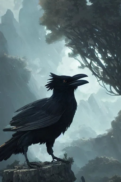 Prompt: highly detailed anime visual key of a raven presenting academic thesis, 4 k, unreal engine, fantasy art by greg rutkowski, detailed and intricate environment pixiv, professional digital art