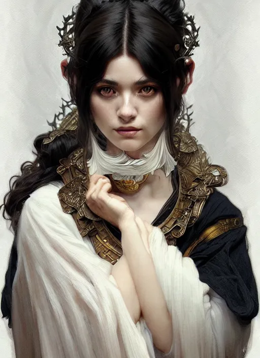 Prompt: portrait of stoic looking miniature schnauzer, black fir, white eyebrows, fantasy, intricate, elegant, highly detailed, digital painting, artstation, concept art, smooth, sharp focus, illustration, art by artgerm and greg rutkowski and alphonse mucha