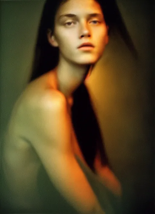 Prompt: a portrait of a pretty young lady by bill henson