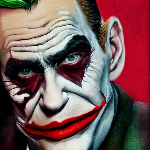 Prompt: photorealistic picture, alex ross, arthur fleck joker, comic book cover, gouache and wash paints, fine details, fine intricate, fine facial proportionate, fine body proportionate, fine fix broken line, fine fix duplicate line, fine background proportionate, smooth focus, sharp details, bokeh, 4 k, fine 5 k details