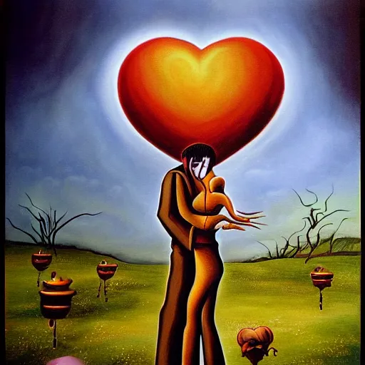 Image similar to surrealism painting of love by creepypasta