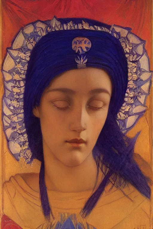 Prompt: girl with stars in her hair by Nicholas Roerich and Annie Swynnerton and Diego Rivera and jean delville, dramatic cinematic lighting , ornate headdress , flowing robes, sacred artifacts, lost civilizations, smooth, sharp focus, extremely detailed