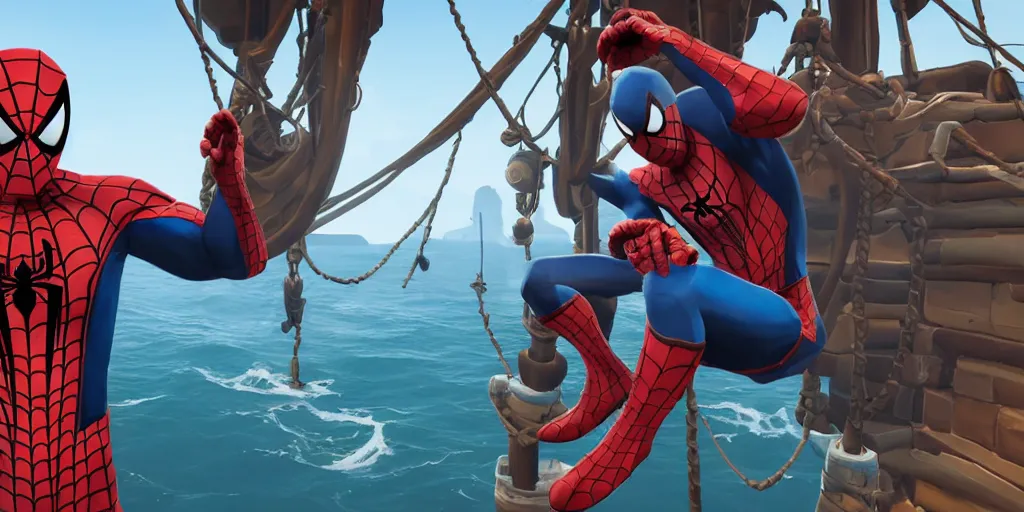 Image similar to spiderman In sea of thieves,