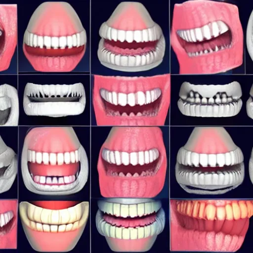 Image similar to poorly rendered 3 d set of teeth