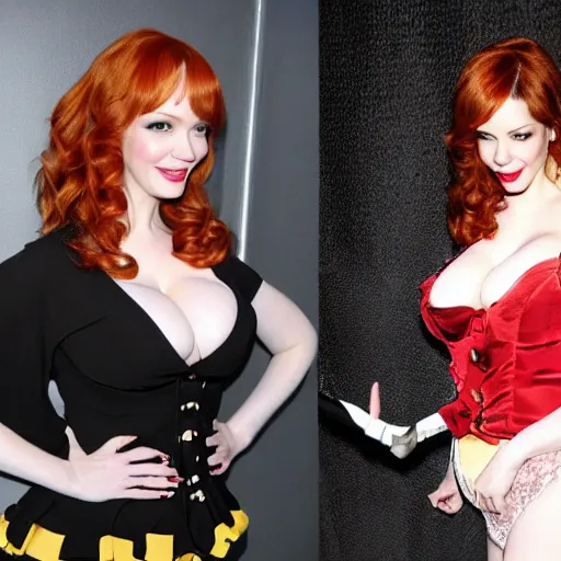 Image similar to christina hendricks with play boy bunny girl outfit,