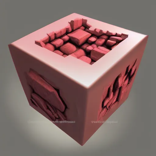 Prompt: digital art of a flesh cube, 3d render