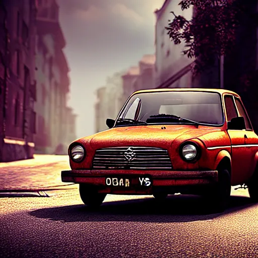 Prompt: an oldest car Lada 1300, Joker theme, cinematic color grading , unreal engine, hyperrealistic, dynamic lighting, highly detailed, studio light