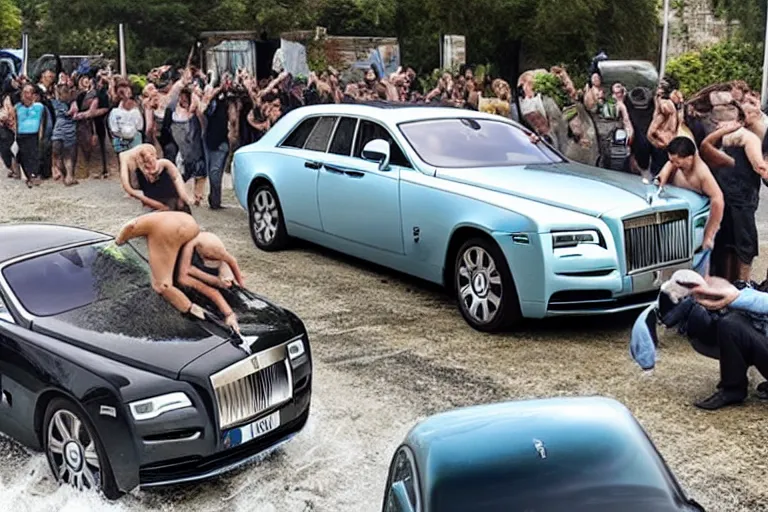 Image similar to stoned teenagers decided to drown Rolls-Royce