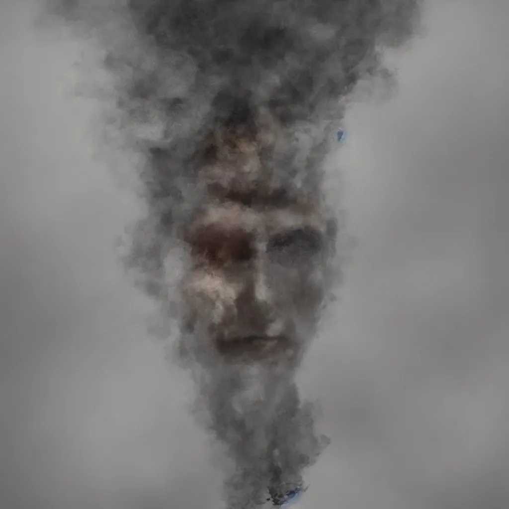 Image similar to a portrait of a person made of smoke. impressionism. matte painting. octane render