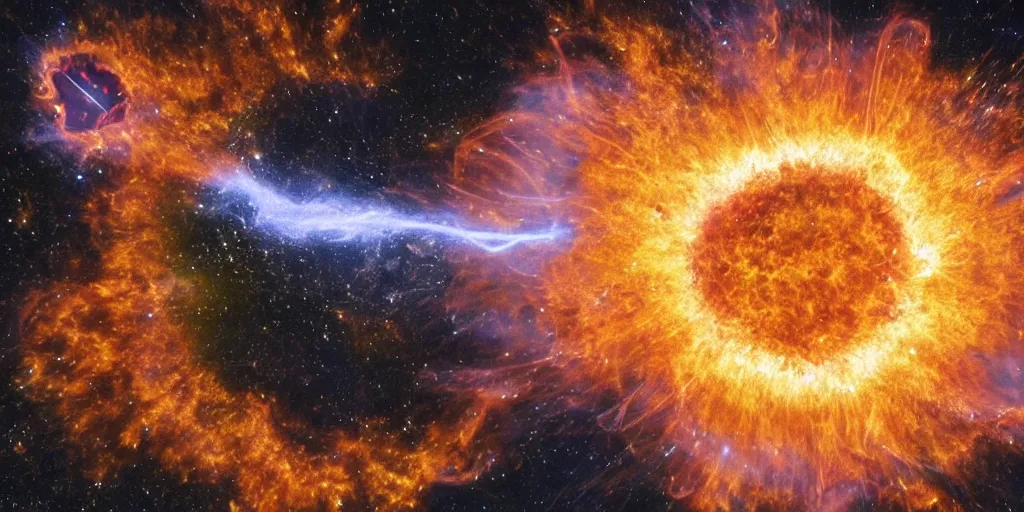 Prompt: explosion of a supernova, highly detailed, photo by radio telescope