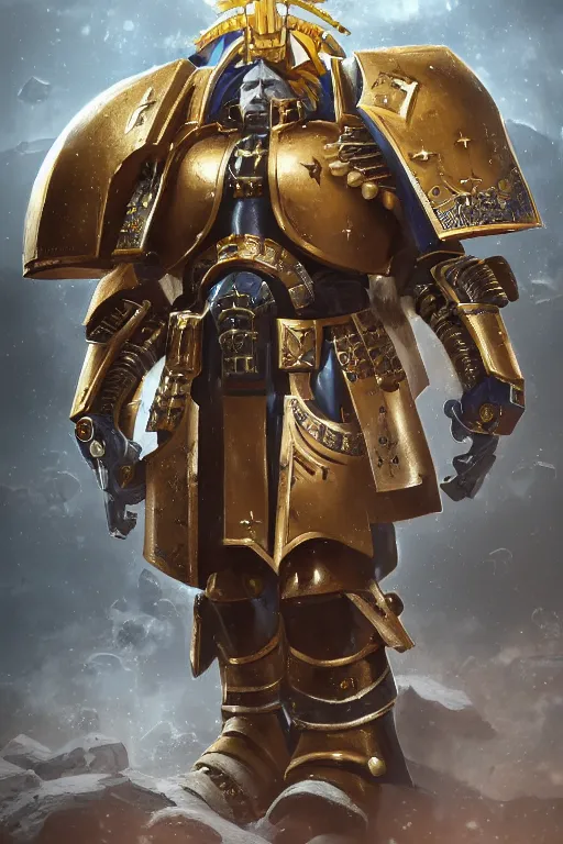 Image similar to armor portrait heros warhammer 4 0 k horus heresy fanart - the primarchs emperor by johannes helgeson animated with vfx concept artist & illustrator global illumination ray tracing hdr fanart arstation zbrush central hardmesh 8 k octane renderer comics stylized