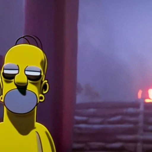 Image similar to a A still of Homer Simpson in Mandy 2018