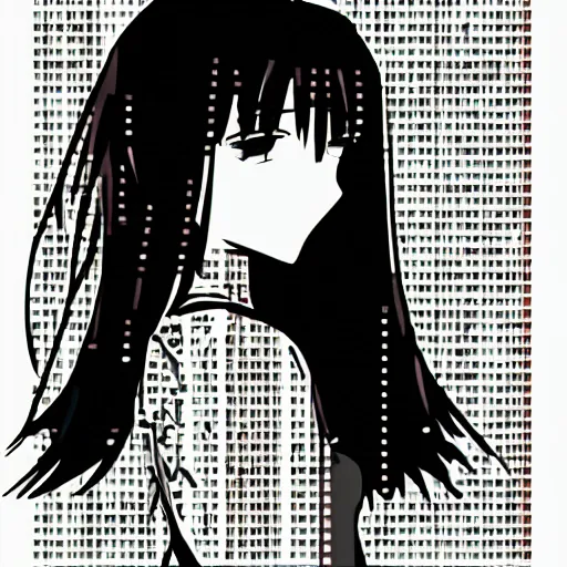 Prompt: anime girl, ascii art