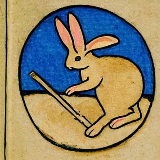 Image similar to rabbit smoking weed medieval illuminated manuscript