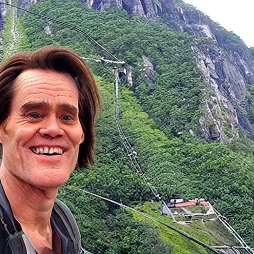 Image similar to a cablecar that looks like jim carrey