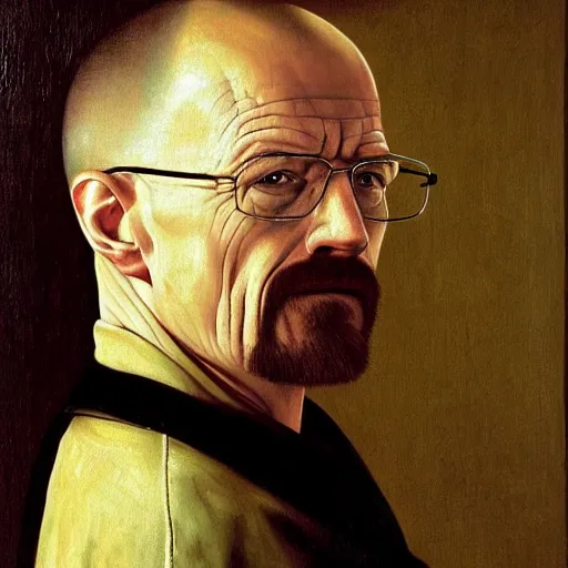 Prompt: walter white oil painting by caravaggio. baroque style. highly detailed.