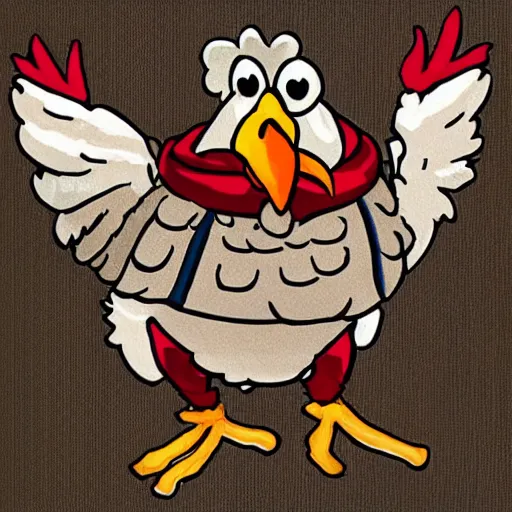 Image similar to chicken wearing prisioner clothes