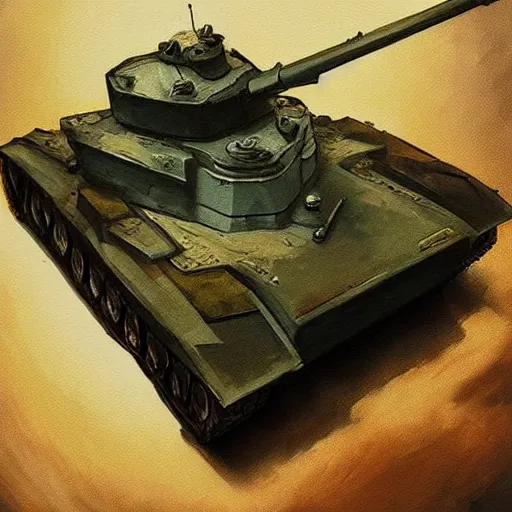 Image similar to tank made of paper, oil painting, artstation, dramatic lighting,, beautiful