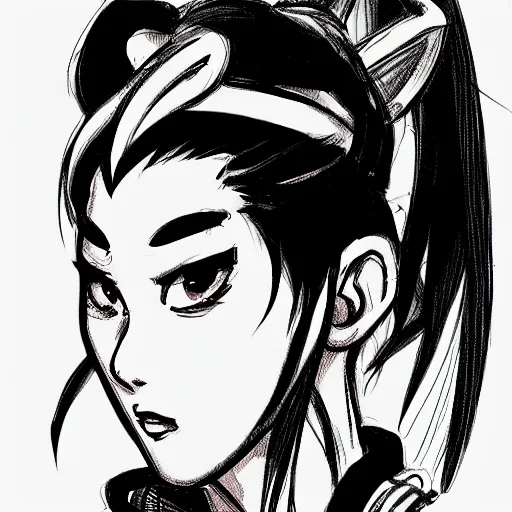 Image similar to a sketch of chun li in the style of gabi tozati