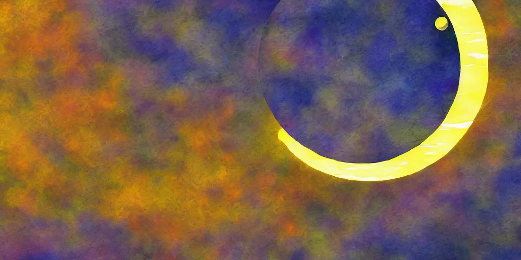 Prompt: impressionist painting of solar eclipse, dramatic light, digital painting